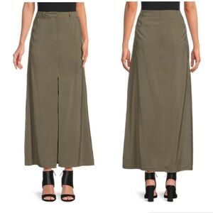 MAX STUDIO Olive Green Front Slit A-Line Maxi Skirt Sz L
